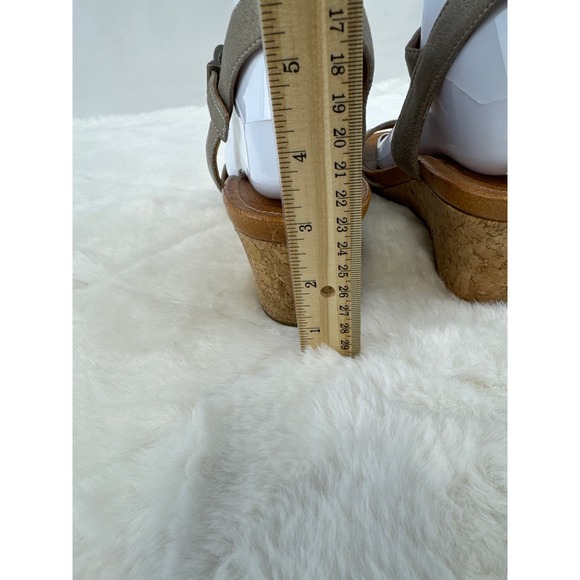 NURTURE Shawen SilverGun Metallic Cork Wegde Strappy Sandals size 9.5 - Picture 5 of 9